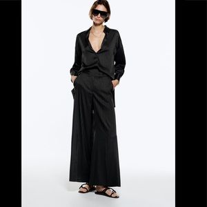 Satin effect striped Pants